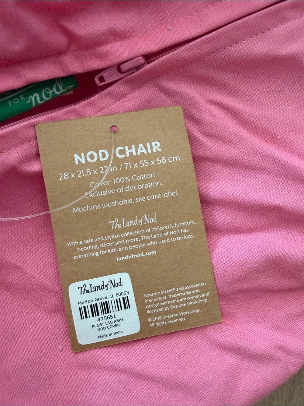 Land of Nod Abby Cadabby Pink Character Foam Armchair with Playful Face- COVER